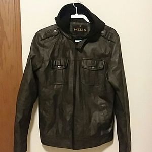 Helix fake leather jacket with hood